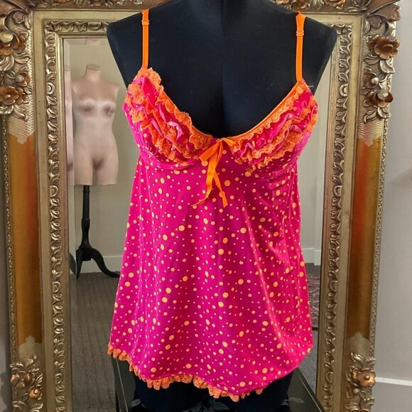 Vintage 2006 Victoria's Secret Polka Dot Sexy Little Things Camisole Sz 36C Pink - Picture 2 of 3